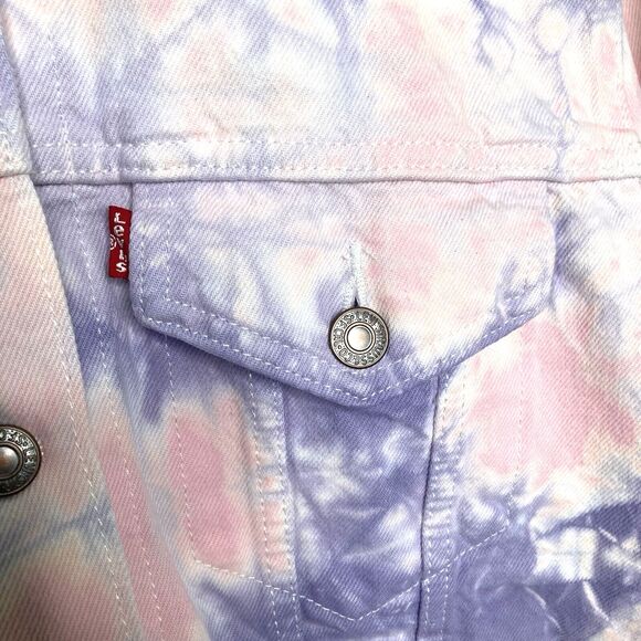 Levi’s Ex-boyfriend Trucker Pink/Purple Tie Dye Women’s S Jacket Size Small NWT - Picture 7 of 13